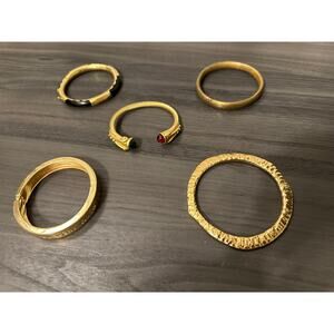 Vintage Jewelry Lot of Five Gold Colored Bracelets